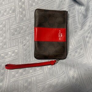 Coach Red & Brown wristlet